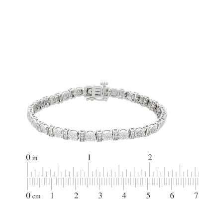 0.25 CT. T.W. Diamond Round and Bar Alternating Bracelet in Sterling Silver