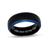 Thumbnail Image 1 of Men's Comfort-Fit 8.0mm Engravable Wedding Band in Tungsten with Black and Blue Ion-Plate (1 Line)