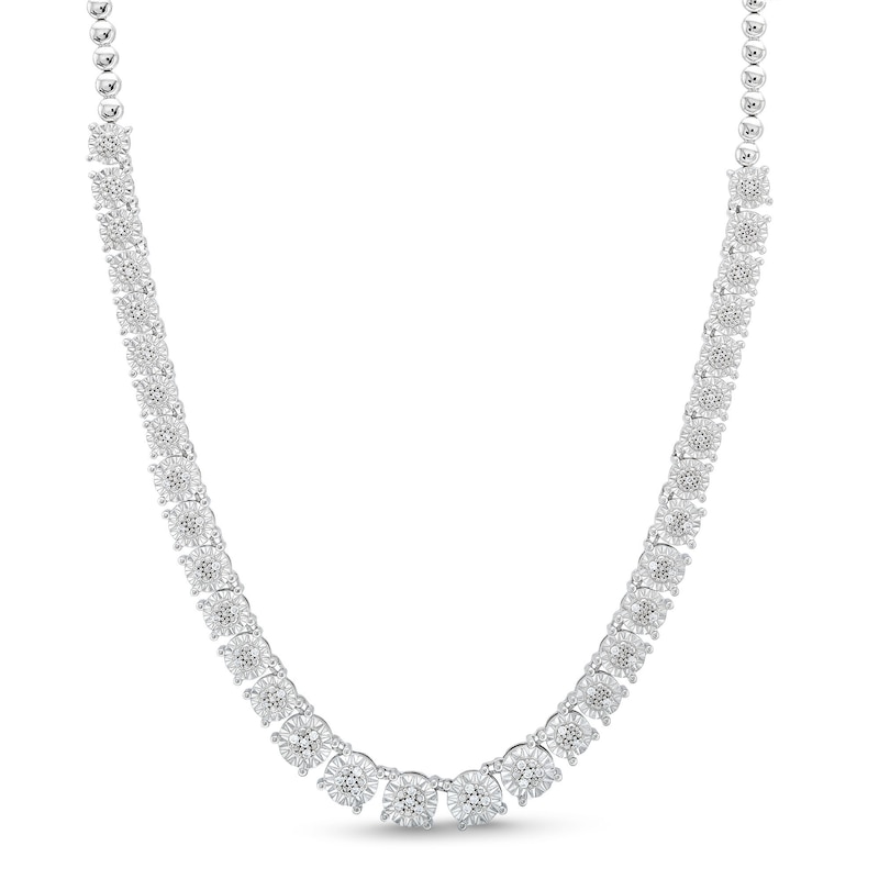 0.33 CT. T.W. Diamond Miracle Tennis-Style Necklace in Sterling Silver - 17"