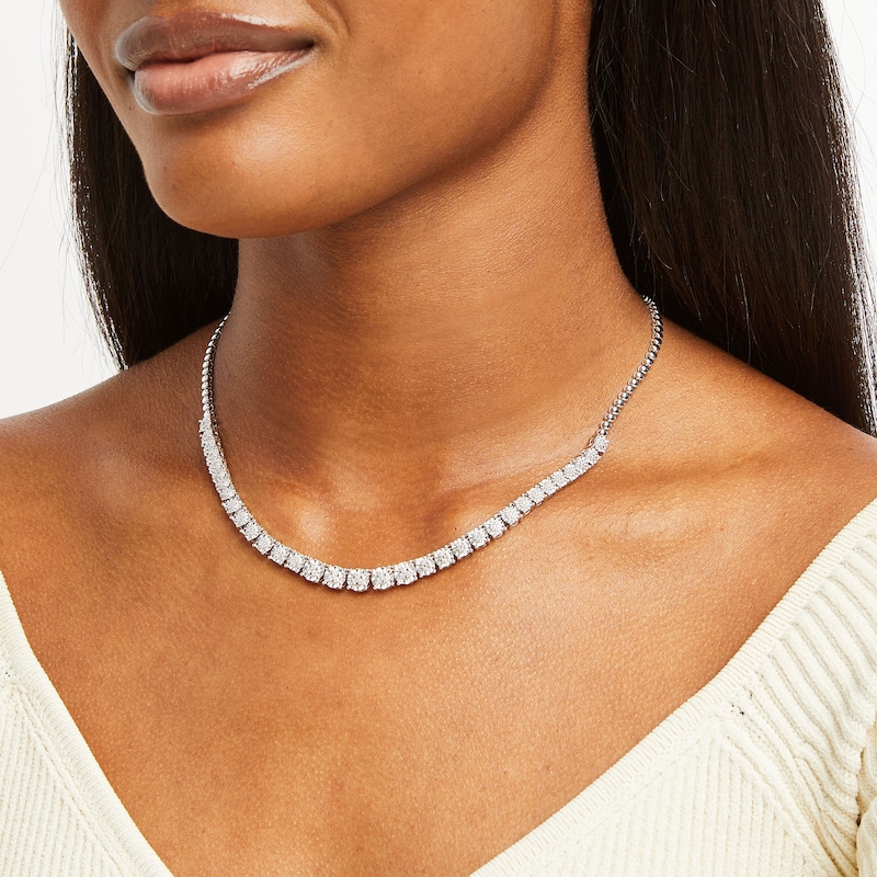 Main Image 2 of 0.33 CT. T.W. Diamond Miracle Tennis-Style Necklace in Sterling Silver - 17"