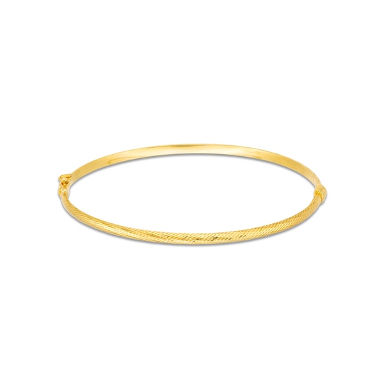 Diamond-Cut 3.0mm Bangle in Hollow 14K Gold - 7.25"