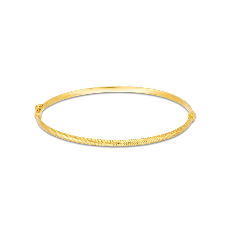 Diamond-Cut 3.0mm Bangle in Hollow 14K Gold - 7.25"