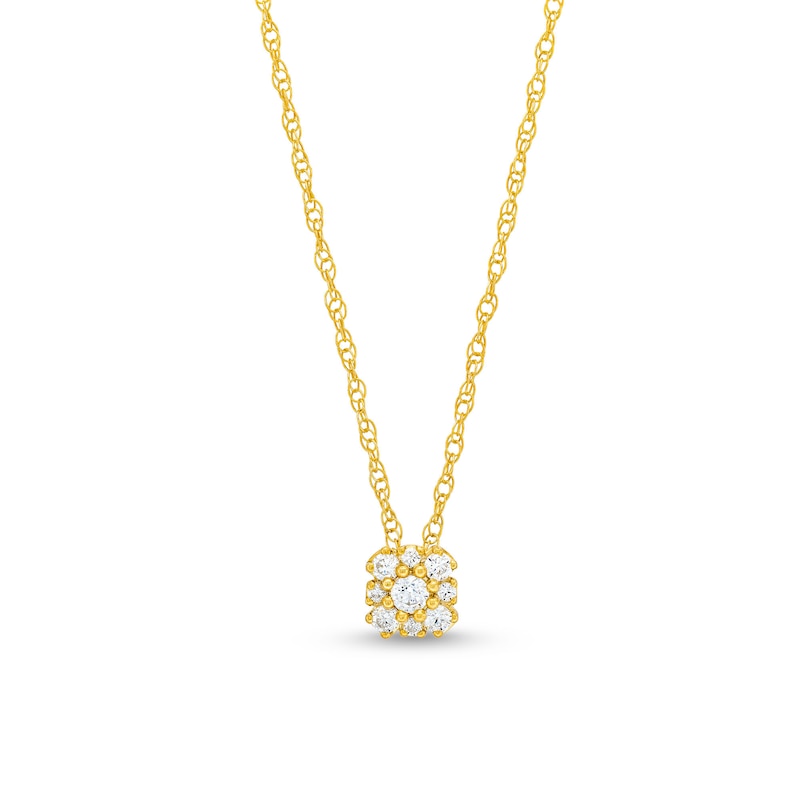 Main Image 1 of 0.20 CT. T.W. Diamond Cushion Flower Pendant in 10K Gold