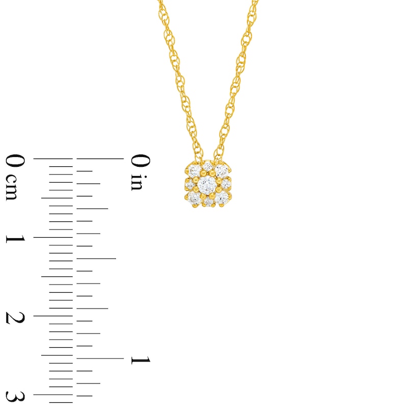 Main Image 2 of 0.20 CT. T.W. Diamond Cushion Flower Pendant in 10K Gold