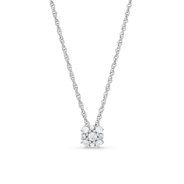 0.20 CT. T.W. Diamond Cushion Flower Pendant in 10K White Gold