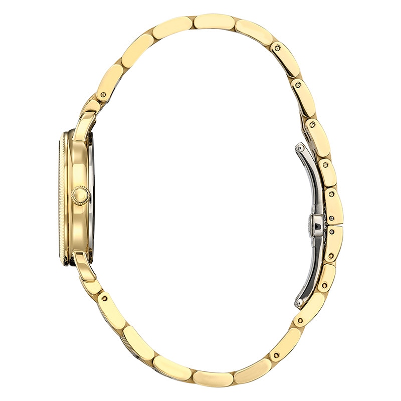 Ladies' Citizen Eco-Drive® Classic Gold-Tone IP Watch with Silver-Tone Dial (Model: EM1052-51A)