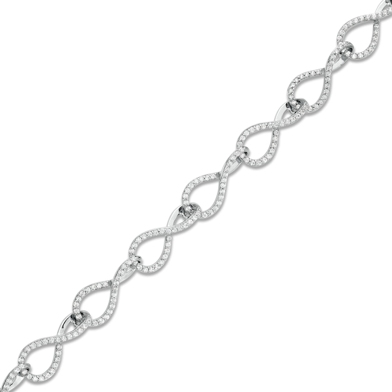 1.00 CT. T.W. Diamond Infinity Ribbon Link Bracelet in Sterling Silver|Peoples Jewellers