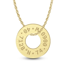 Men's Engravable Coordinates 22.0mm Circle Pendant (1 Location) - 22"