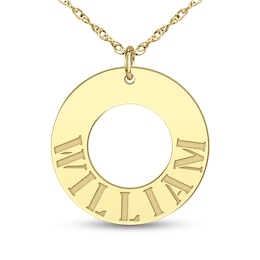 Men's Name 26.0mm Circle Pendant (1 Line) - 22"
