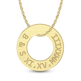 Men's Engravable Roman Numeral 30.0mm Circle Pendant (1 Line and Date) - 22"