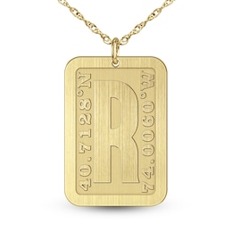 Men's Engravable Coordinates 35.0mm Dog Tag Pendant (1 Initial and Location) - 22"