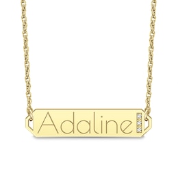 Diamond Accent Engravable 34.0mm Bar Necklace (1 Line)