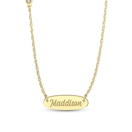 Diamond Accent Engravable 24.0mm Oval Disc Necklace (1 Line)