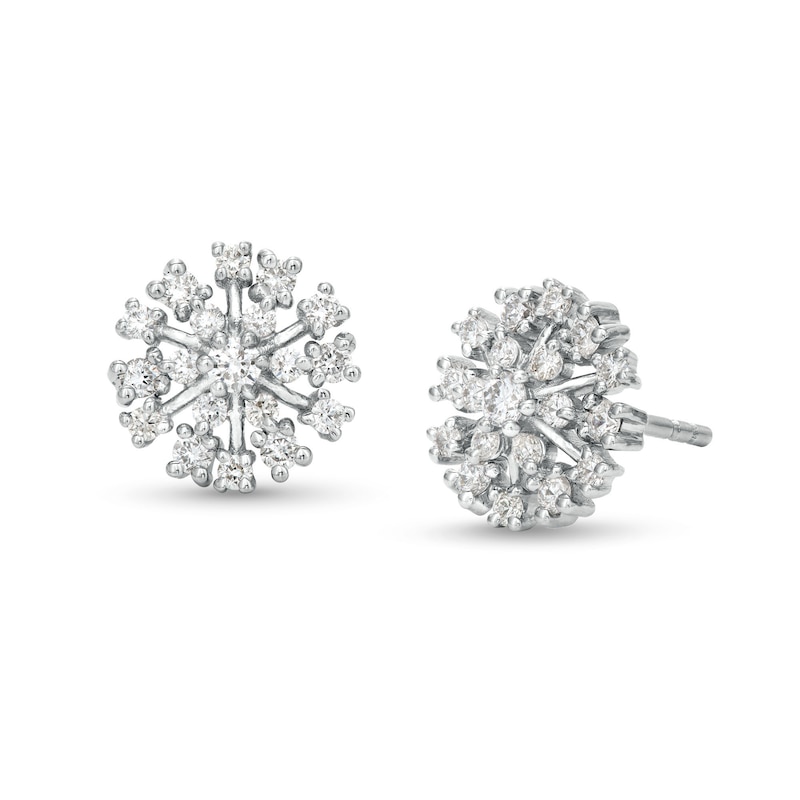 Main Image 1 of 0.50 CT. T.W. Diamond Snowflake Stud Earrings in Sterling Silver
