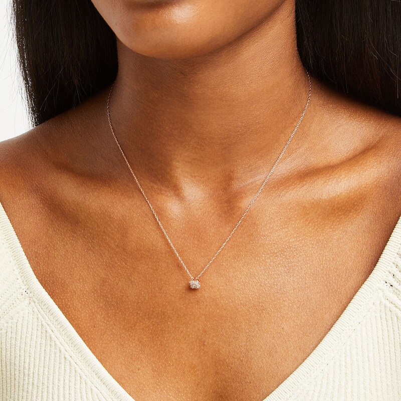 Main Image 2 of 0.20 CT. T.W. Diamond Cushion Flower Pendant in 10K Rose Gold