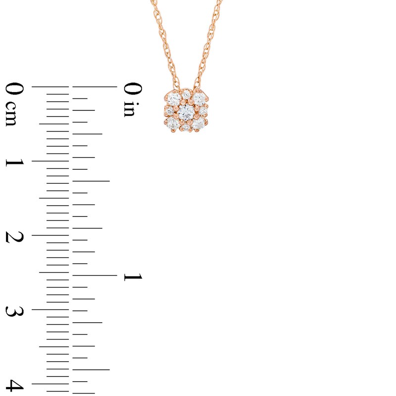 Main Image 3 of 0.20 CT. T.W. Diamond Cushion Flower Pendant in 10K Rose Gold