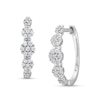 Thumbnail Image 1 of 0.50 CT. T.W. Multi-Diamond Cluster Hoop Earrings in Sterling Silver