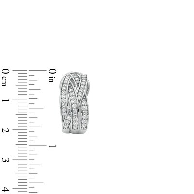 1.00 CT. T.W. Diamond Multi-Row Layered Woven Hoop Earrings in Sterling Silver