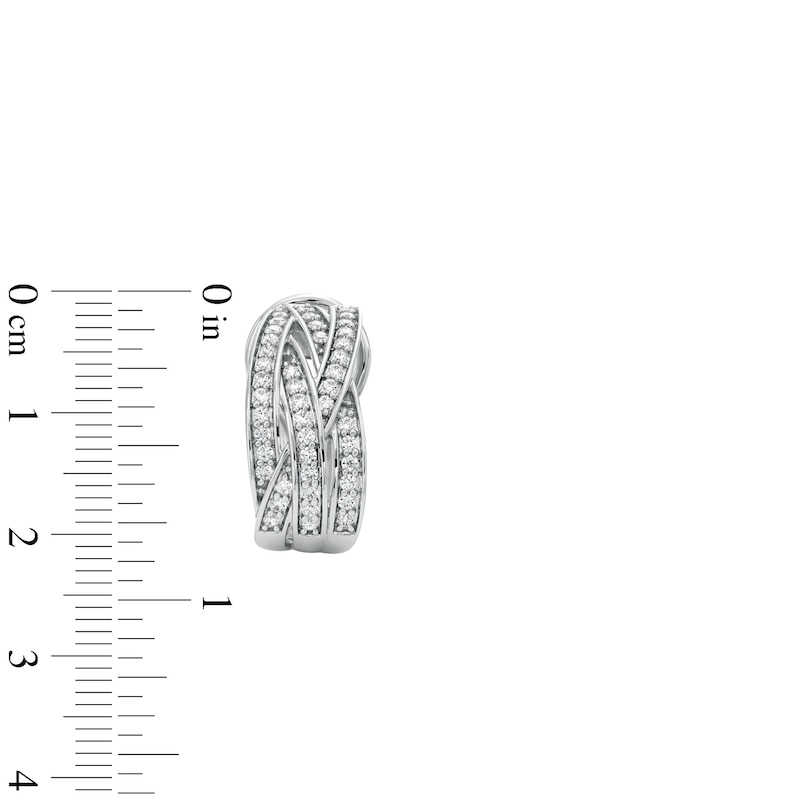 1.00 CT. T.W. Diamond Multi-Row Layered Woven Hoop Earrings in Sterling Silver