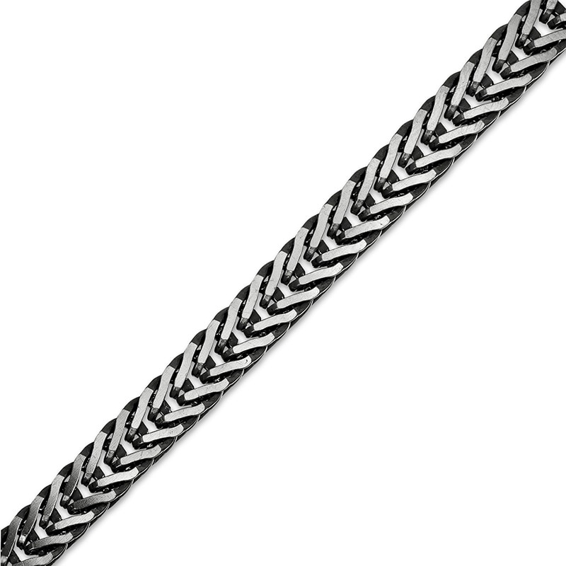 Vera Wang Men 6.0mm Foxtail Chain Bracelet in Solid Sterling Silver with Black Rhodium - 8.25"