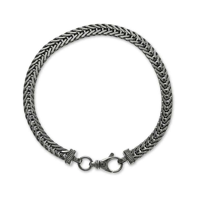 Vera Wang Men 6.0mm Foxtail Chain Bracelet in Solid Sterling Silver with Black Rhodium - 8.25"