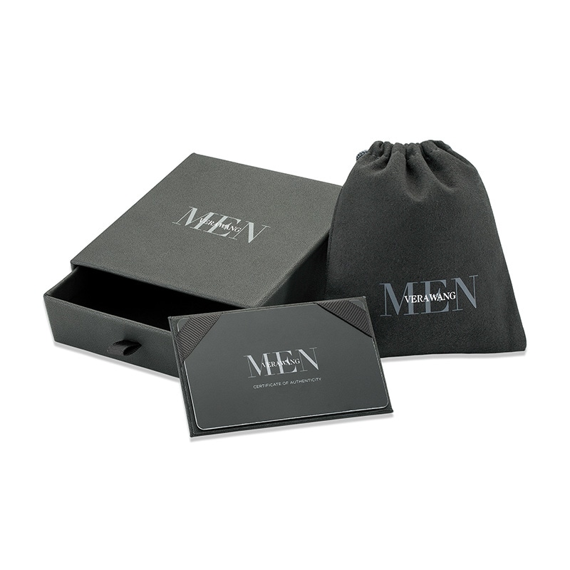 Vera Wang Men 6.0mm Foxtail Chain Bracelet in Solid Sterling Silver with Black Rhodium - 8.25"
