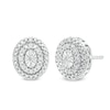 Thumbnail Image 0 of 0.10 CT. T.W. Diamond Miracle Oval Frame Stud Earrings in Sterling Silver