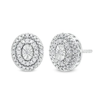 0.10 CT. T.W. Diamond Miracle Oval Frame Stud Earrings in Sterling Silver