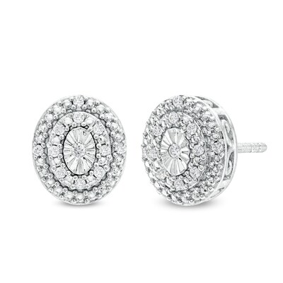 0.10 CT. T.W. Diamond Miracle Oval Frame Stud Earrings in Sterling Silver