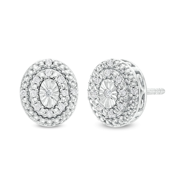 0.10 CT. T.W. Diamond Miracle Oval Frame Stud Earrings in Sterling Silver
