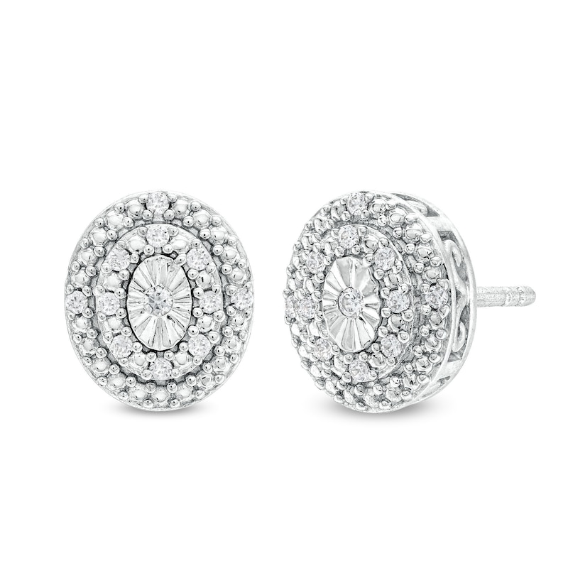 0.10 CT. T.W. Diamond Miracle Oval Frame Stud Earrings in Sterling Silver|Peoples Jewellers