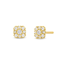 0.20 CT. T.W. Diamond Cushion Flower Stud Earrings in 10K Gold