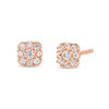 Thumbnail Image 1 of 0.20 CT. T.W. Diamond Cushion Flower Stud Earrings in 10K Rose Gold