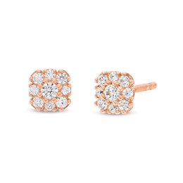 0.20 CT. T.W. Diamond Cushion Flower Stud Earrings in 10K Rose Gold