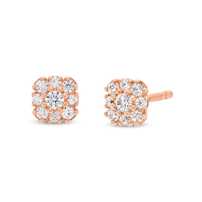 0.20 CT. T.W. Diamond Cushion Flower Stud Earrings in 10K Rose Gold|Peoples Jewellers