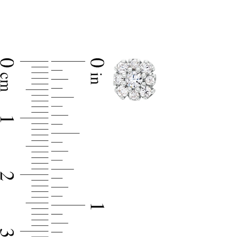 0.20 CT. T.W. Diamond Cushion Flower Stud Earrings in 10K White Gold