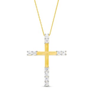 1.00 CT. T.W. Certified Lab-Created Diamond Cross Pendant in 10K Gold (I/I1)