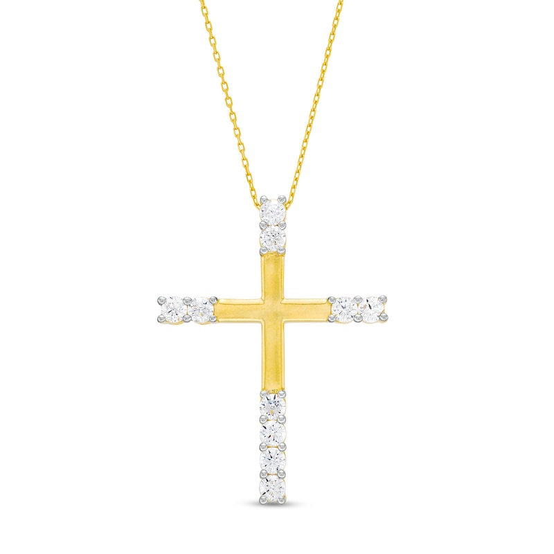 Main Image 1 of 1.00 CT. T.W. Certified Lab-Grown Diamond Cross Pendant in 10K Gold (I/I1)
