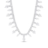 Thumbnail Image 1 of Alternating Heart-Shaped and Marquise-Cut White Lab-Created Sapphire Chandelier Necklace in Sterling Silver - 17"