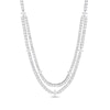 White Lab-Created Sapphire Double Strand Necklace in Sterling Silver - 17"