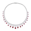 Thumbnail Image 1 of Pear-Shaped Lab-Created Ruby and White Lab-Created Sapphire Graduating Chandelier Necklace in Sterling Silver - 17"