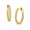 Thumbnail Image 1 of 1.00 CT. T.W. Diamond Double Row Inside-Out Hoop Earrings in Sterling Silver with 14K Gold Plate