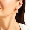 Thumbnail Image 2 of 1.00 CT. T.W. Diamond Double Row Inside-Out Hoop Earrings in Sterling Silver with 14K Gold Plate