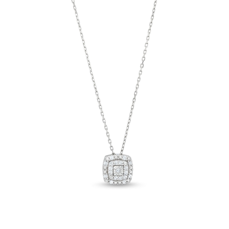 0.10 CT. T.W. Diamond Miracle Cushion Frame Pendant in Sterling Silver