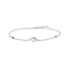 Thumbnail Image 0 of White Lab-Created Sapphire Heart and Lab-Created Ruby Bead Anklet in Sterling Silver - 10"