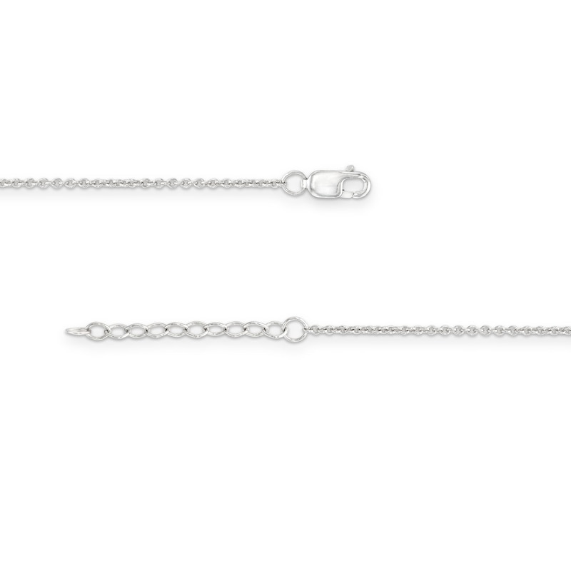 Main Image 3 of White Lab-Created Sapphire Heart and Lab-Created Ruby Bead Anklet in Sterling Silver - 10"