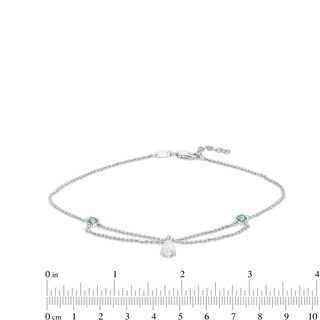 Pear-Shaped Lab-Created Opal and Swiss Blue Topaz Chandelier Anklet in Sterling Silver - 10"