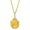 Thumbnail Image 1 of Faceted Pear-Shaped Citrine and White Lab-Created Sapphire Honeycomb Pendant in Sterling Silver with 14K Gold Plate