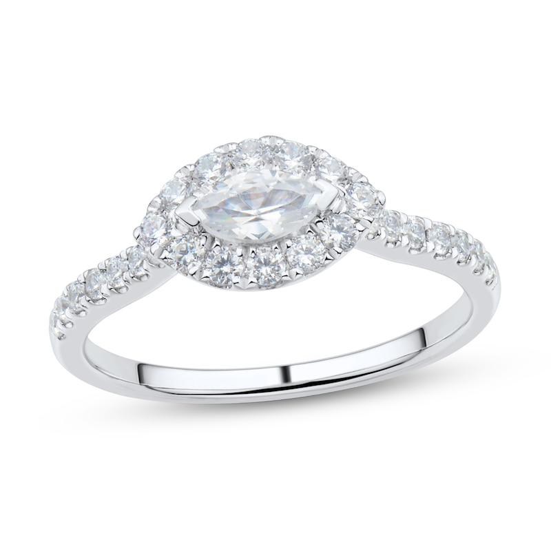 Main Image 1 of Sideways 0.69 CT. T.W. Marquise-Cut Diamond Frame Ring in 14K White Gold (I/SI2-I1)