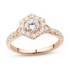 Thumbnail Image 1 of 0.95 CT. T.W. Diamond Tilted Hexagon Frame Engagement Ring in 14K Rose Gold (I/I2)